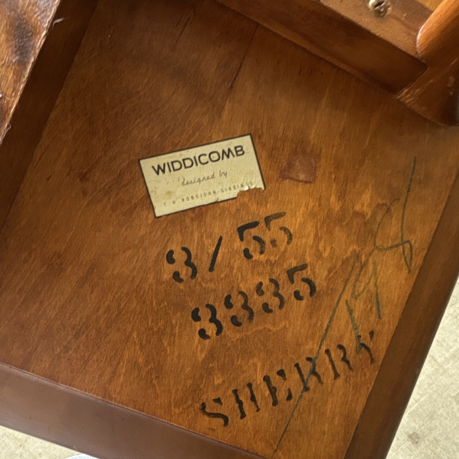 Widdicomb Wooden Square Table Brown 3/55 38335 Sherry