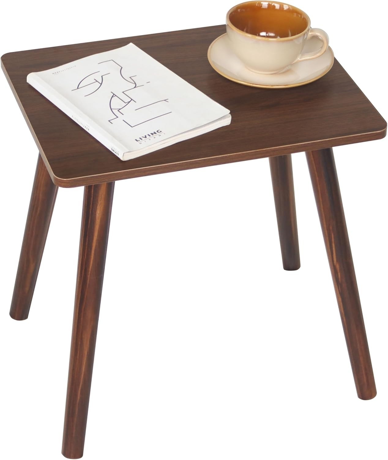 Elegant Walnut Brown End Table – Versatile Wood Accent for Bedroom & Office