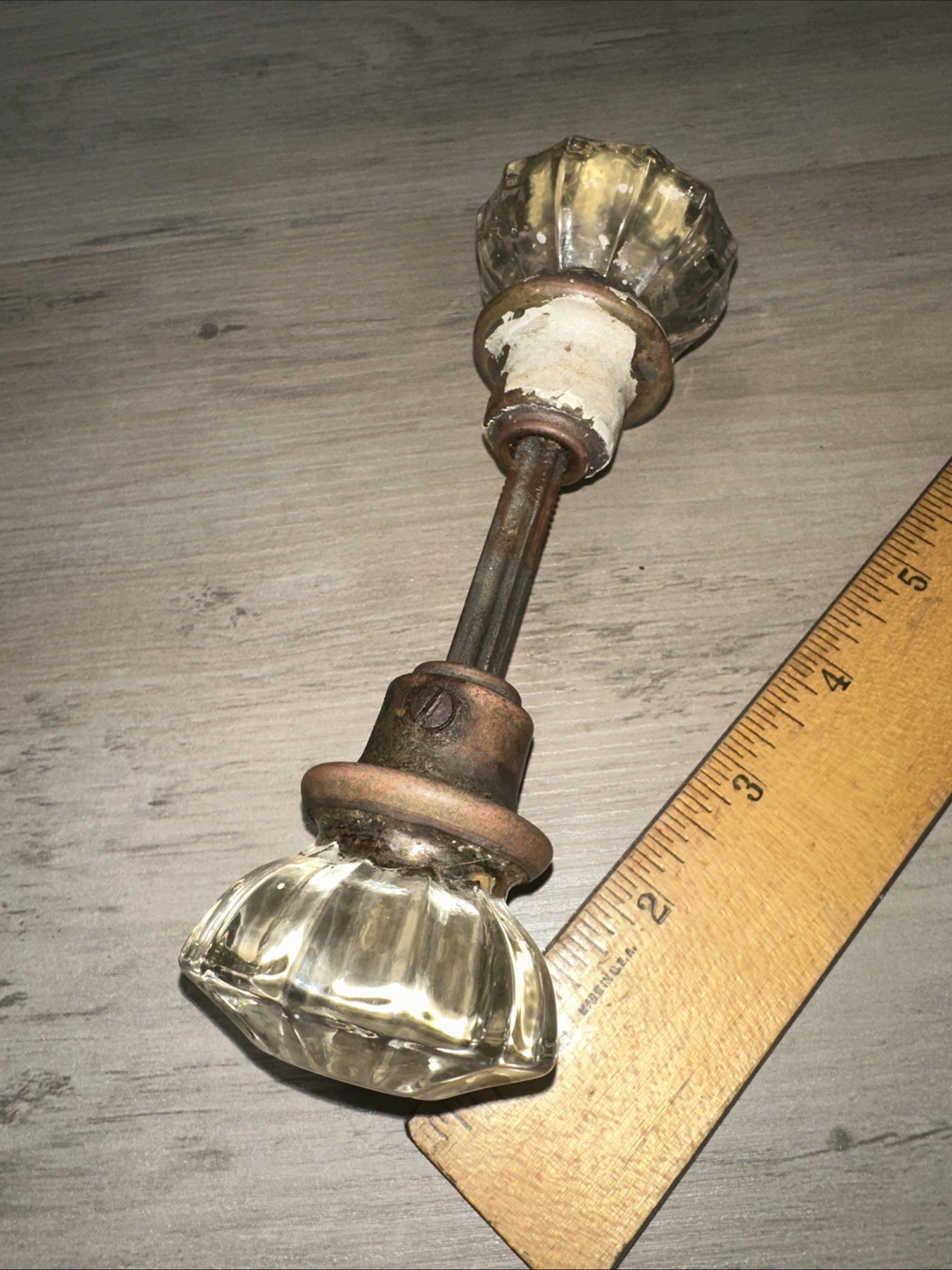 Antique Glass Doorknob Set Reclaimed From Old New England Home! Glass & Brass