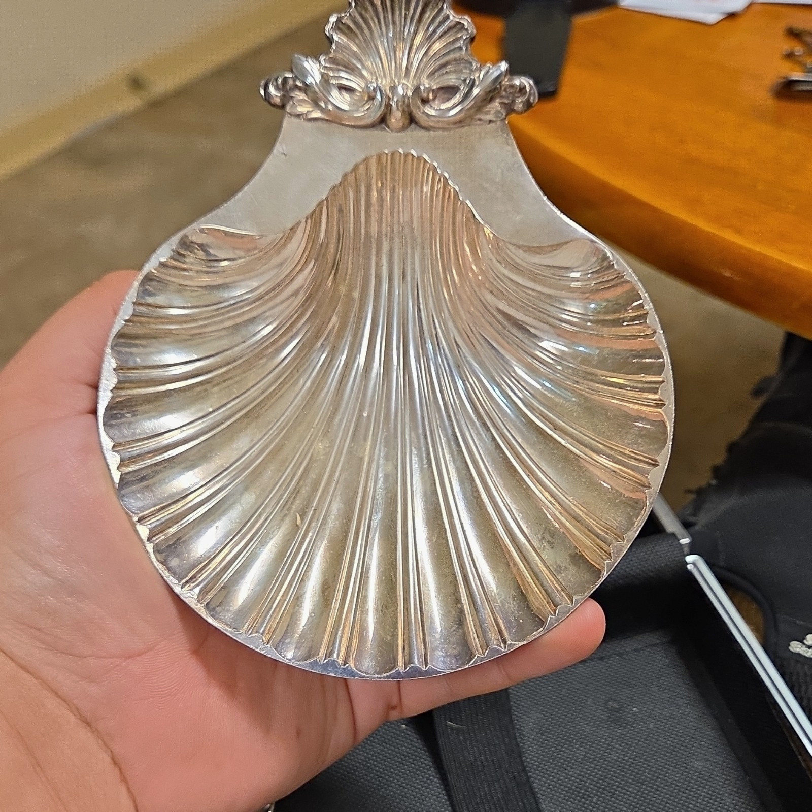 Sheffield England Silverplate Scallop Shell Dish, Post-1940 Reproduction Design