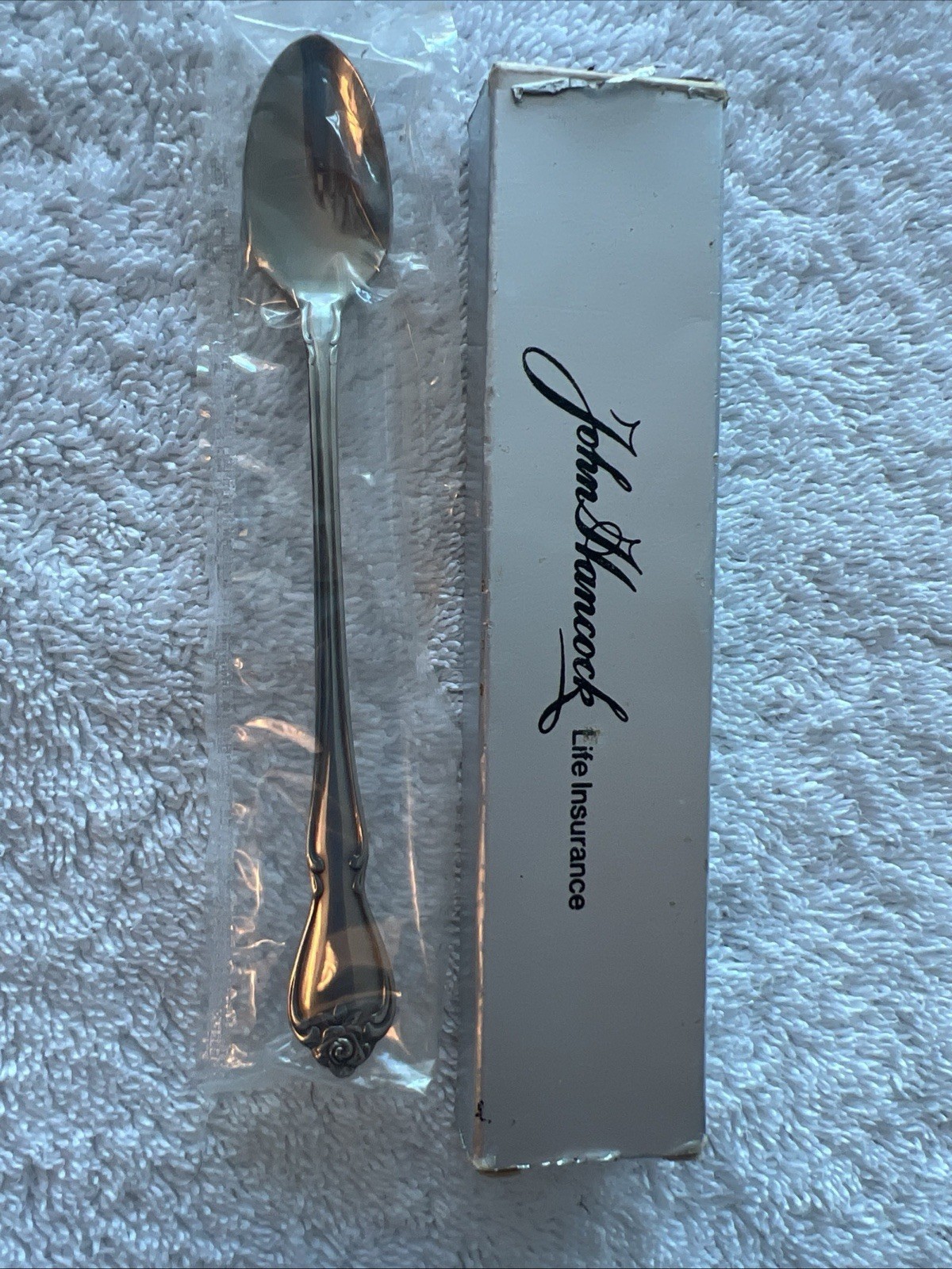 W.M. Rogers Victorian Rose Baby Spoon Sealed In Bag John Hancock Life Insurance