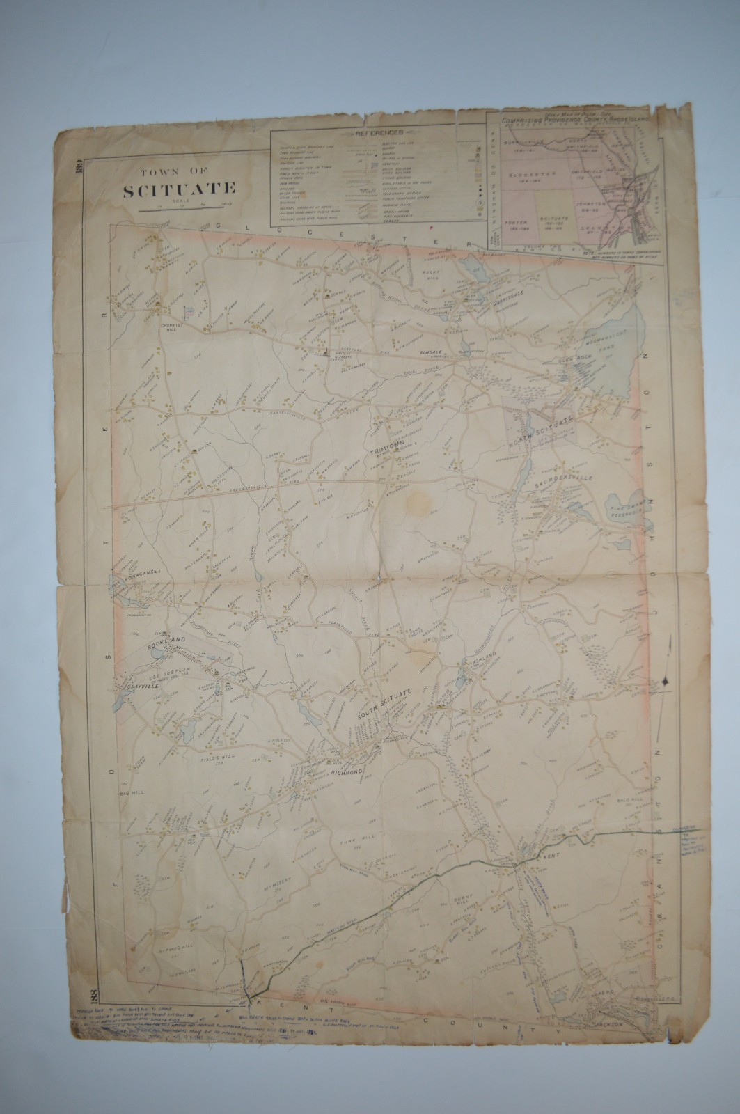 Antique Town of Scituate Map Rhode Island Vintage Atlas Plate Circa 1880 1910