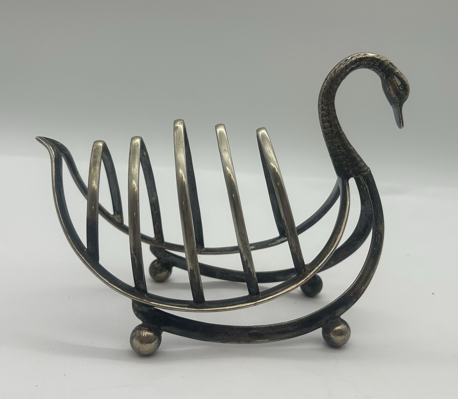 Antique Victorian Silver Plated Swan Design Toast Rack EPNS Napkin / Mail Holder
