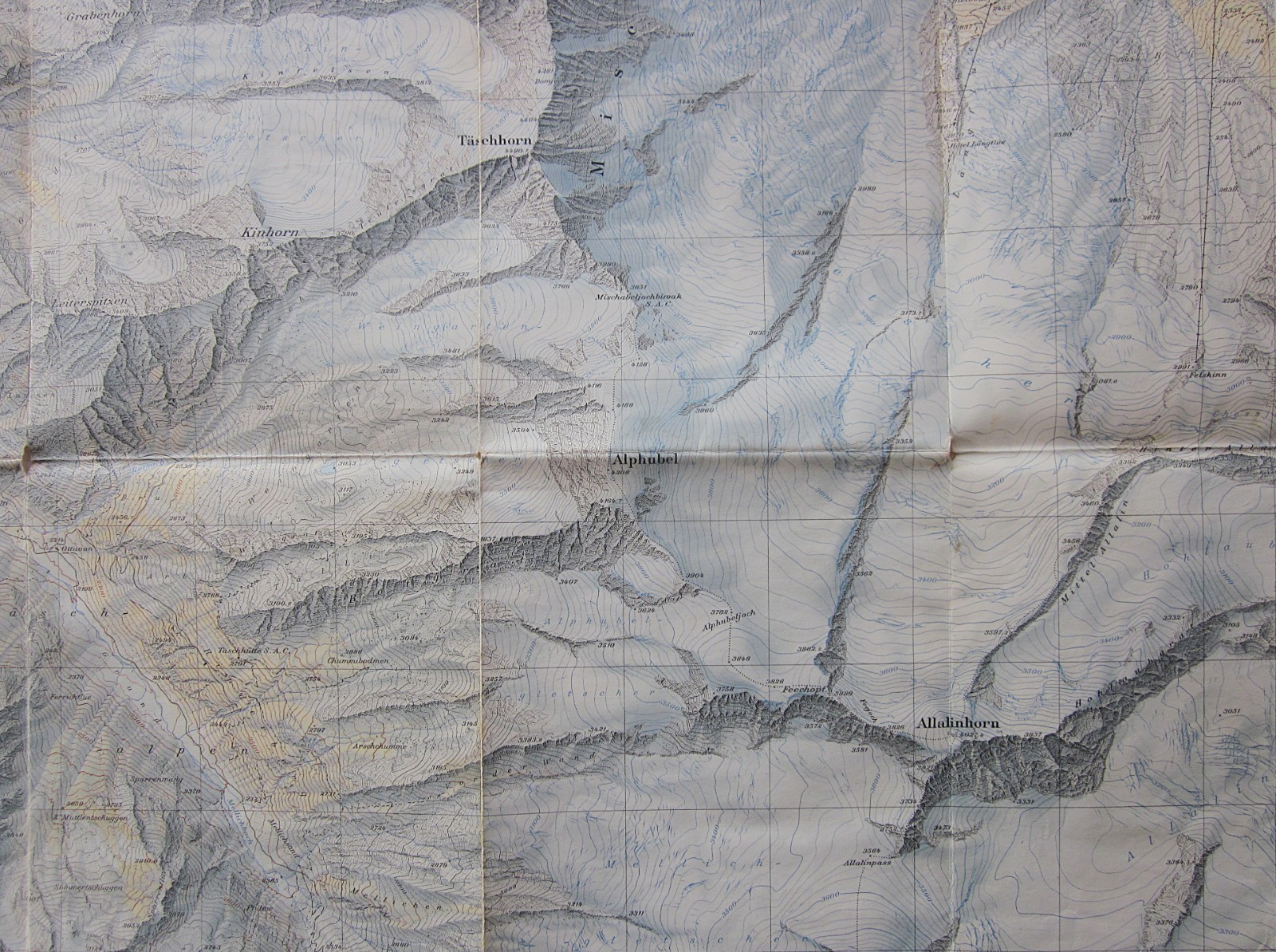 1968 1st Ed Randa Vintage Map 1328 Swiss Alps Climbing Weisshorn Glaciers 1960