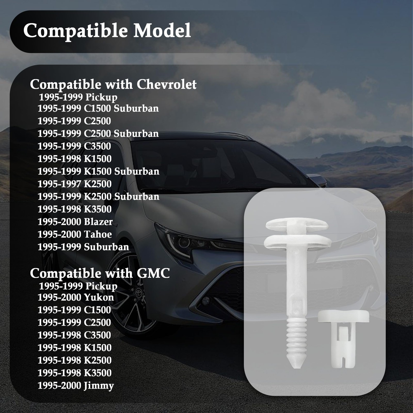 50PCS Compatible with GM Door Panel Clips 1.37×0.98×0.61 inch, White