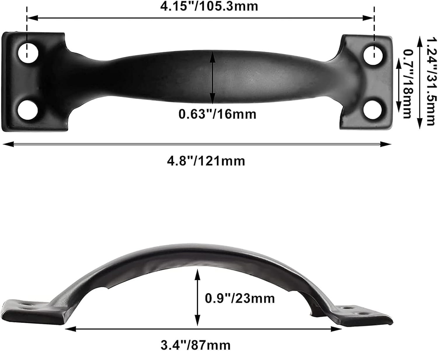 2 Pcs 5″ Rustic Gate Handle, Iron Hardware Handle Pull with Screw, Vintage Farmh