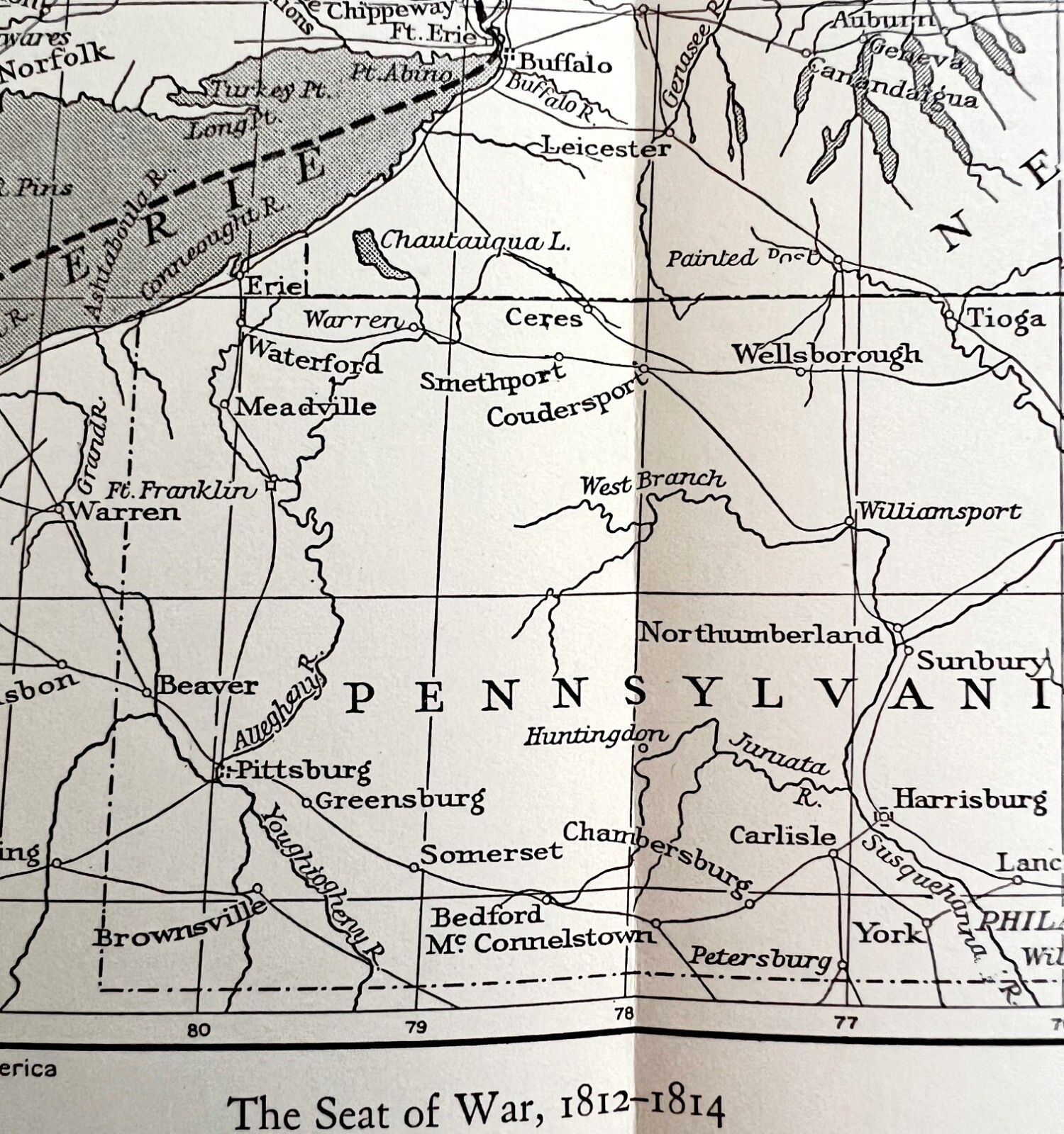 Map 1942 Seat Of War 1812-1814 10 x 9″ Military History Ephemera DWW6B