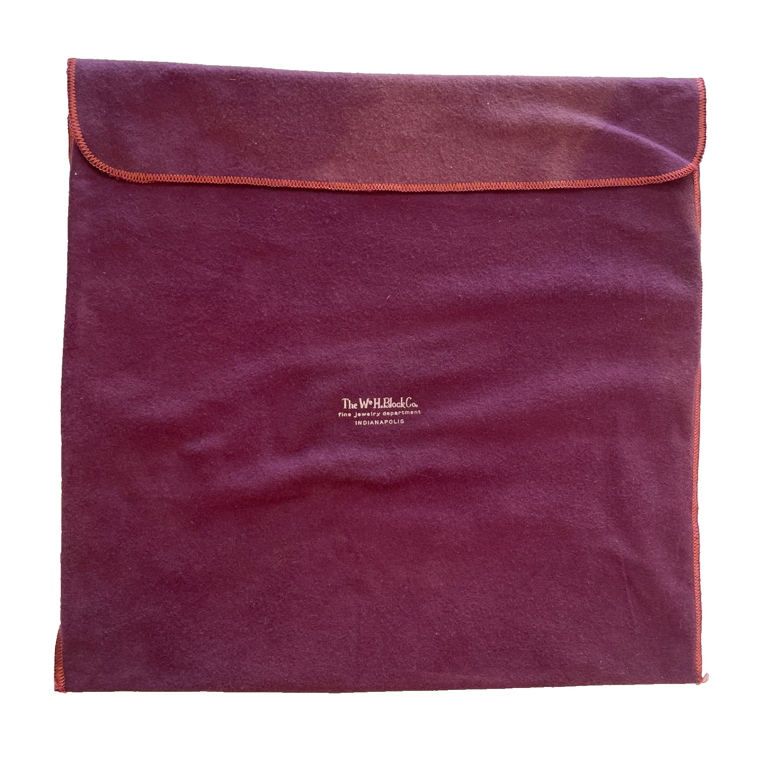Vintage W.H. Block Co. Burgundy Anti-Tarnish Silver Ingot Storage Bag 14″ x 14″