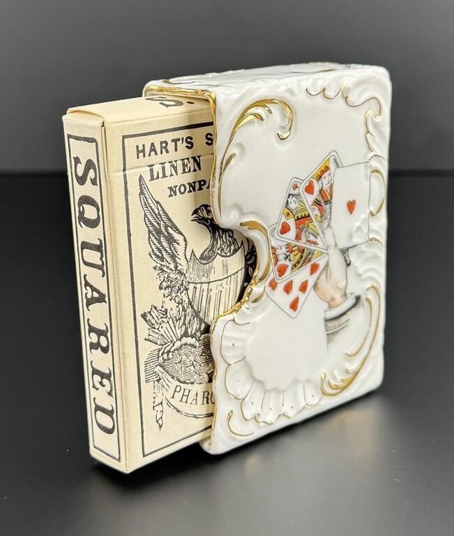 Dresden Germany Porcelain Playing Card Holder Single Deck Poker Playing Cards