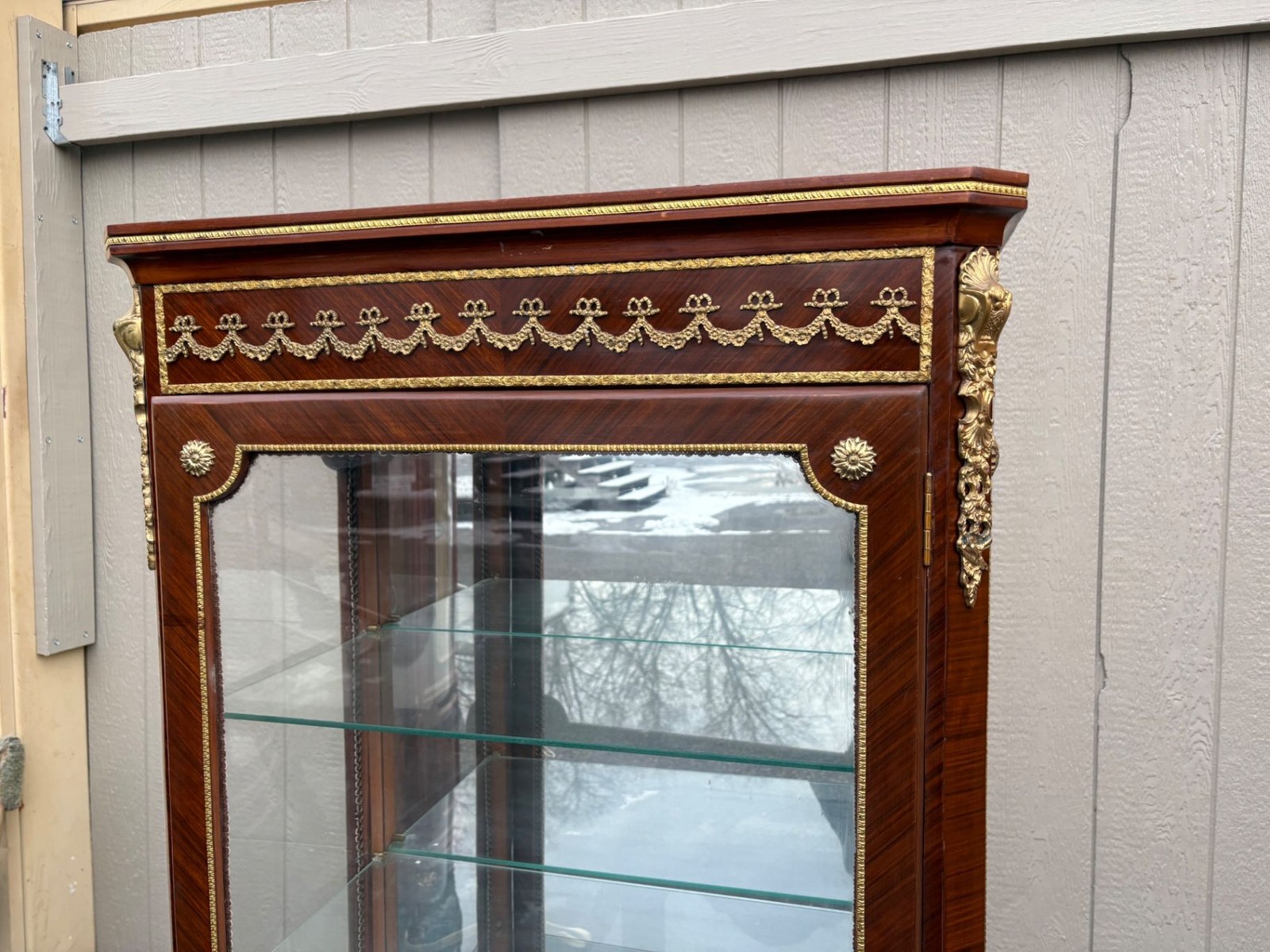 67322 Louis XV Style Curio Display Cabinet with Gilt Ormolu Accents
