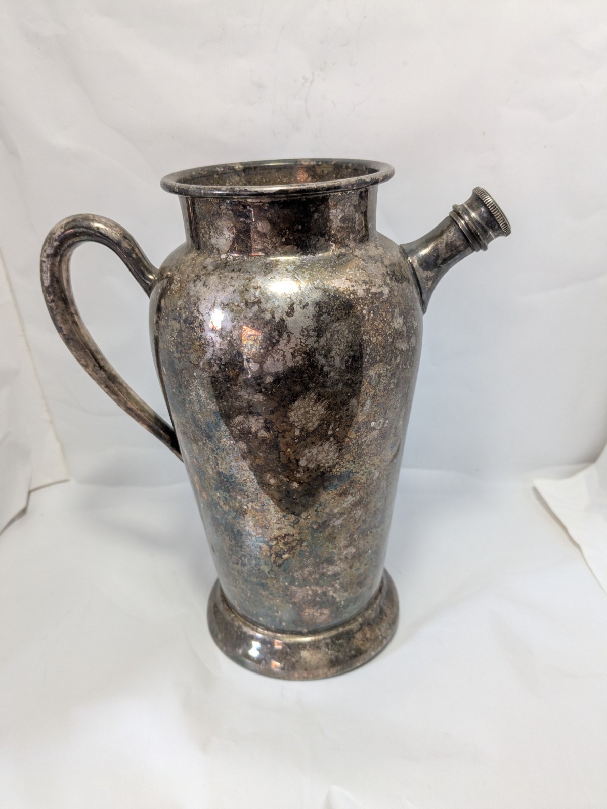 Academy Silver on Copper Pitcher w Screw On Spout Cap 8.25” Tall