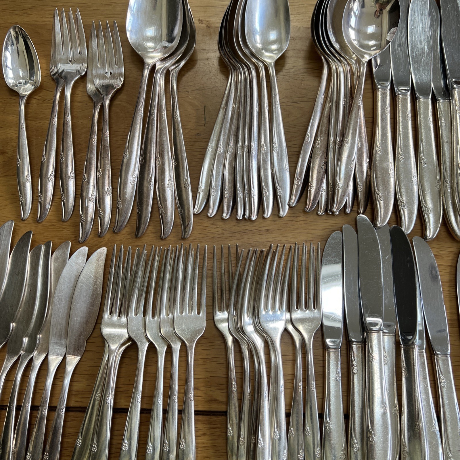 Oneida Community Carousel Silver Plated Cutlery Set 64 Pieces Vintage