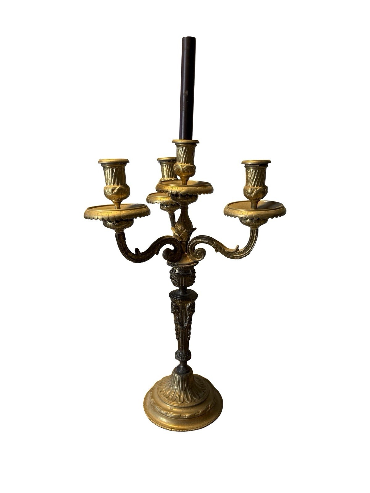 Antique Maitland-Smith LTD 3 Arm Candelabra – 23 3/4 Inches Long – Heavy Brass