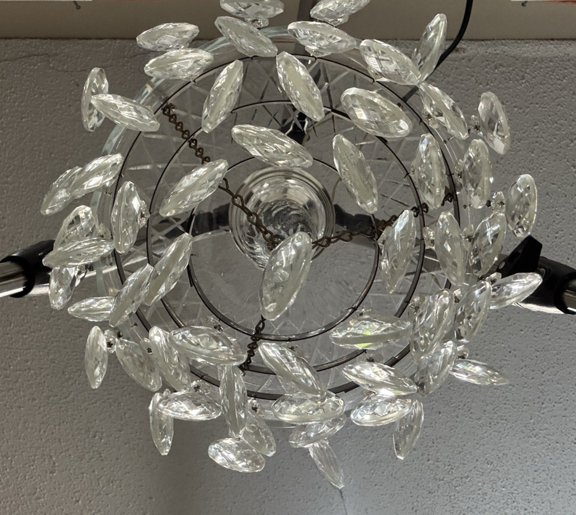 4 Tier Wedding Cake Crystal Flush Mount Waterfall Chandelier Vintage 20″ X 10″