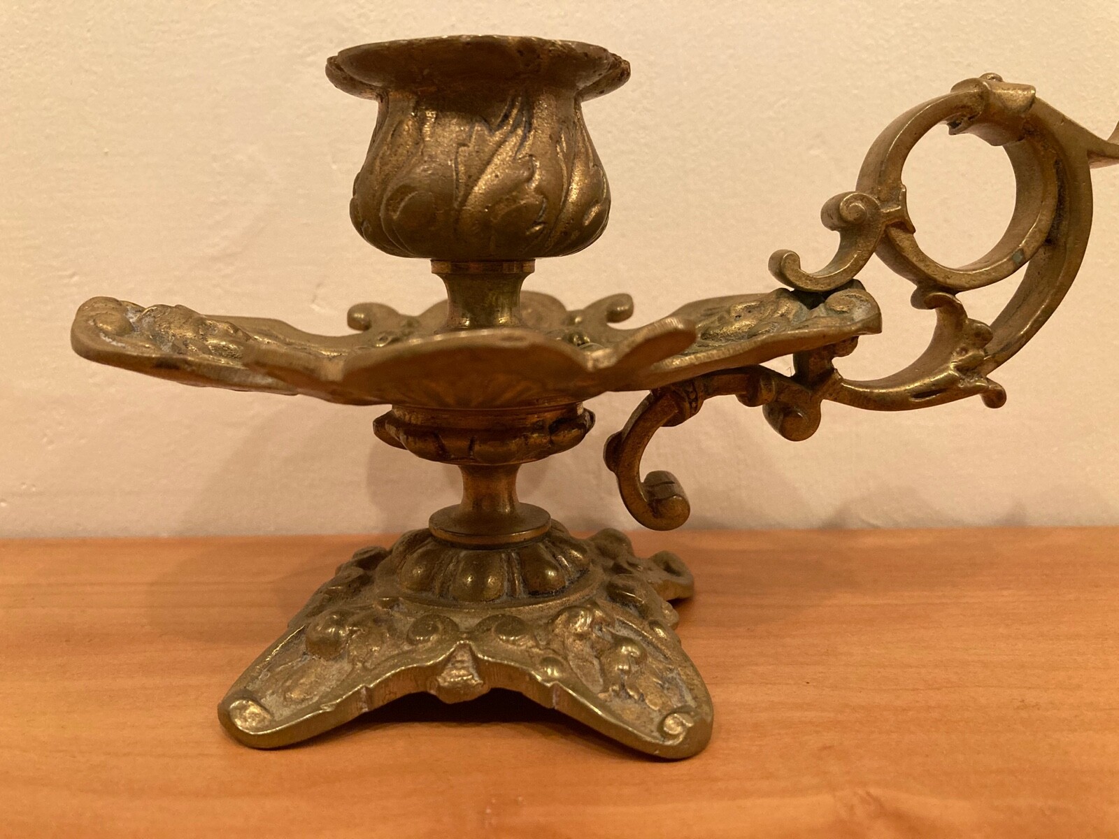 Antique Brass Chamberstick, Candlestick, Candleholder
