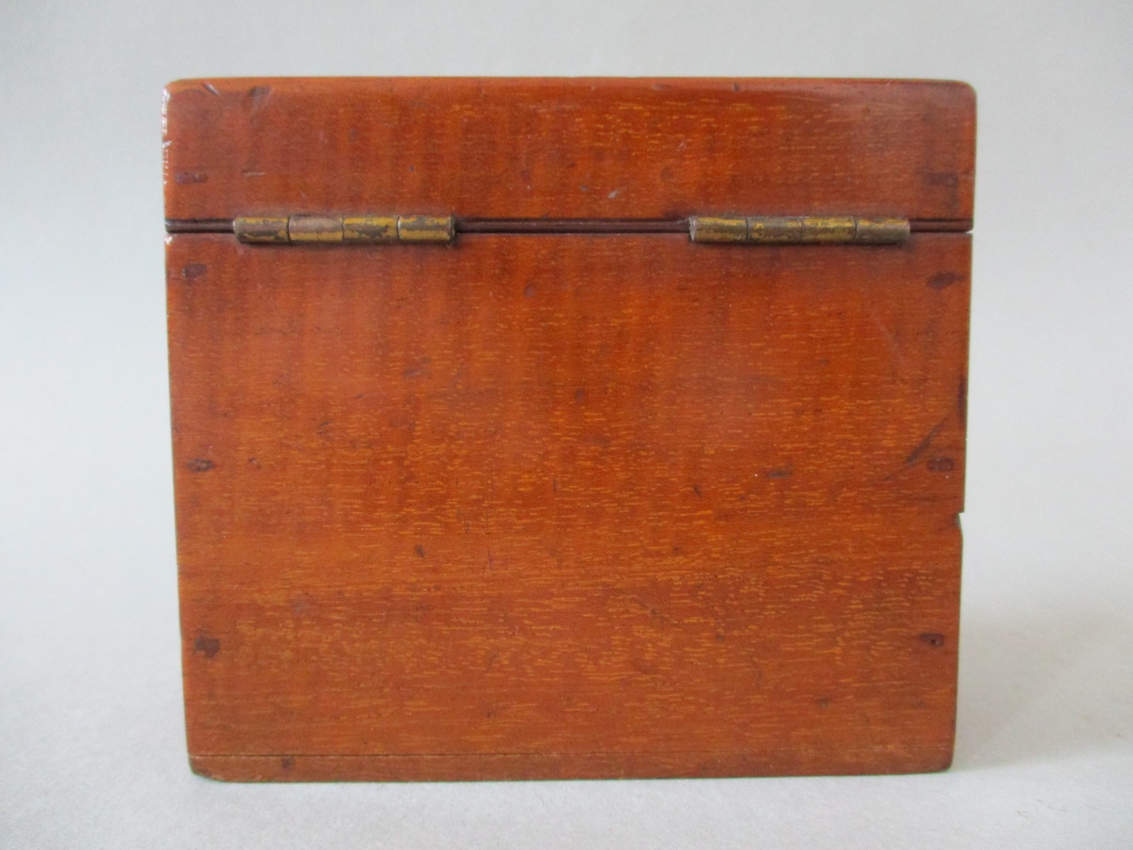 A Small Antique Mahogany Wooden Box with Lid & Catch, Playing Cards, Cigarettes?