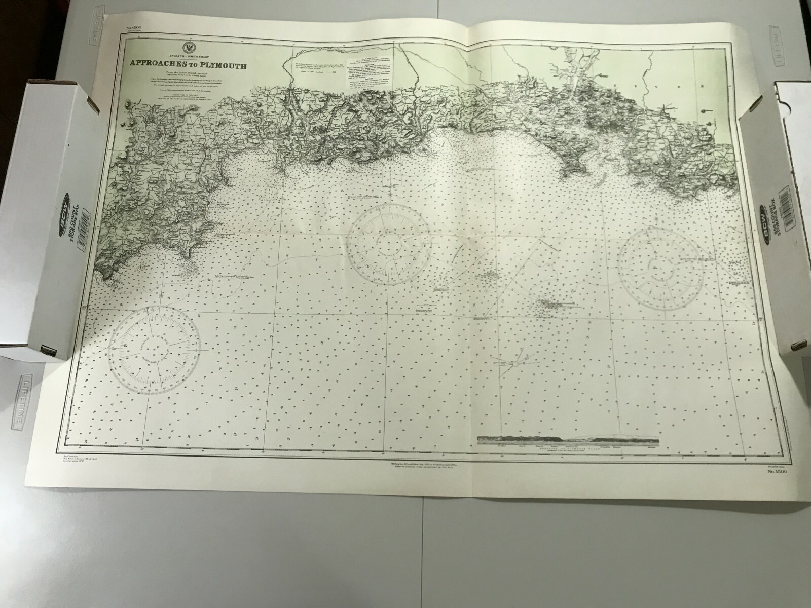 WWl U.S. Navy Hydrographic Map Sea Chart -England – Approaches to Plymouth #4500