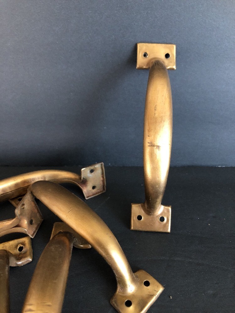 Vintage Rustic Screen Door Pull 5 7/16″Drawer/Door Handle Tarnished Rolled Brass