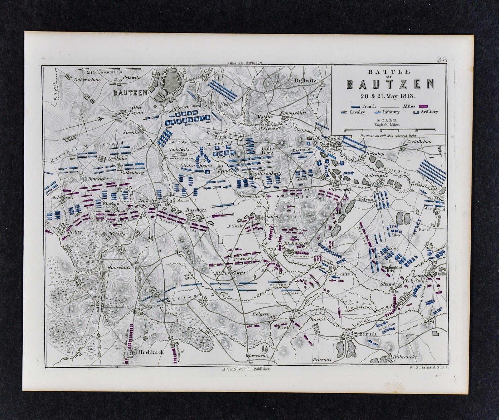 1864 Jomini Napoleon Military Map – Battle of Bautzen – Saxony Prussia Germany