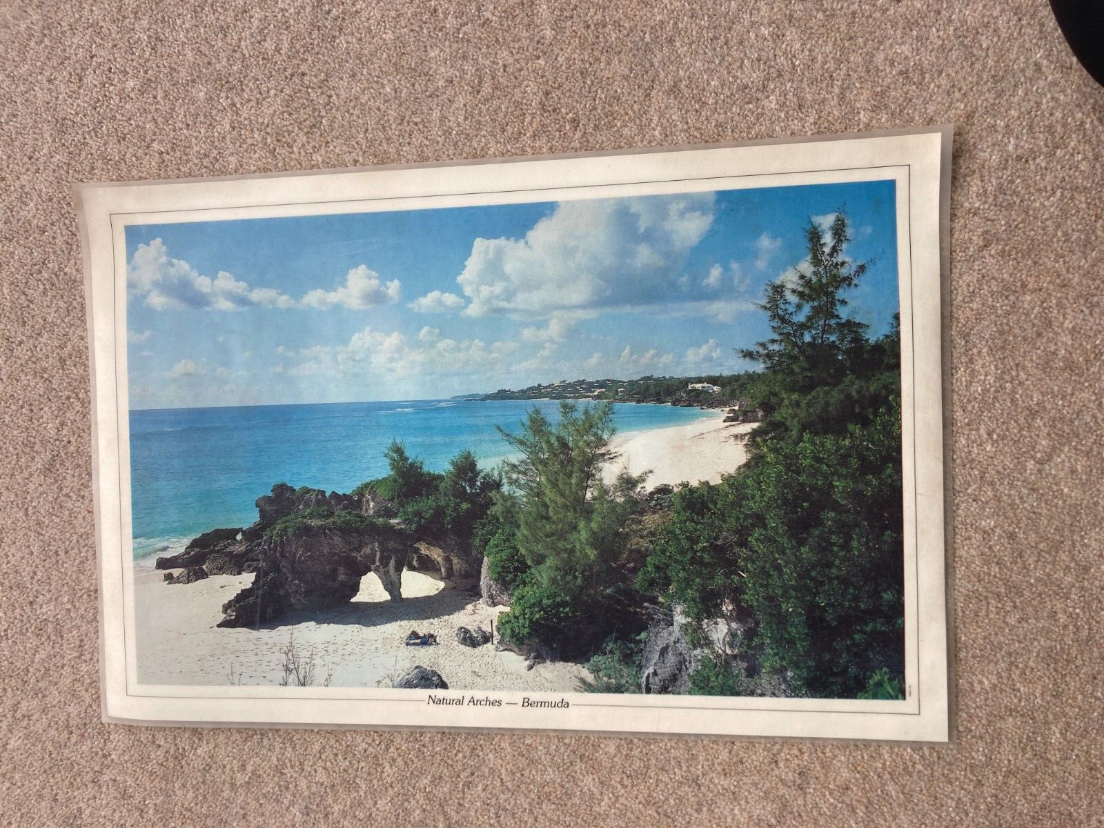Vintage Bermuda Map laminated 45 x 30 cm Natural Arches other side 1 of 2 avail.