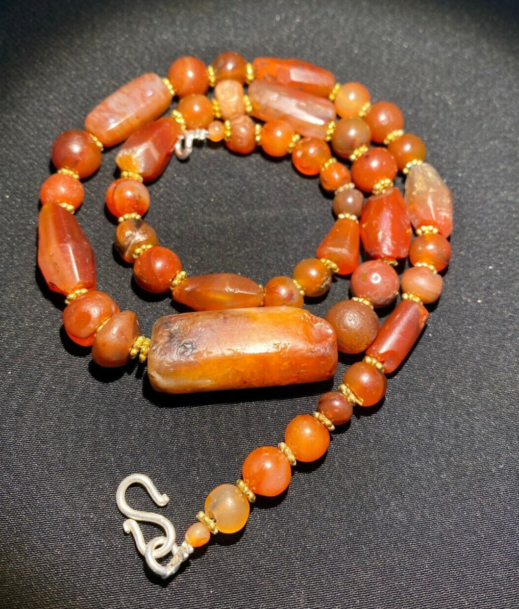 old beads Himalayan old ancient antique carnelian agate mala necklace from Tibet