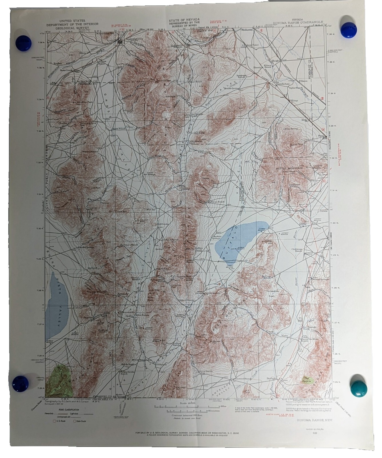 Nevada – Sonoma Range Quadrangle (1932 survey) Original…