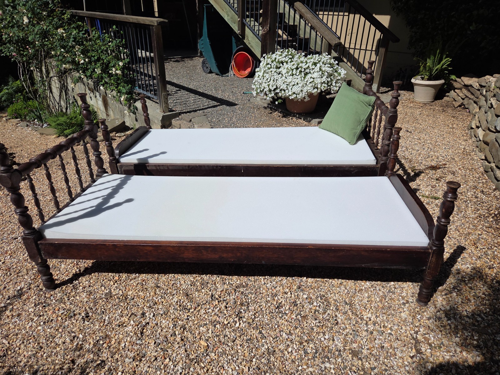 Antique bed frames with sleeping pad
