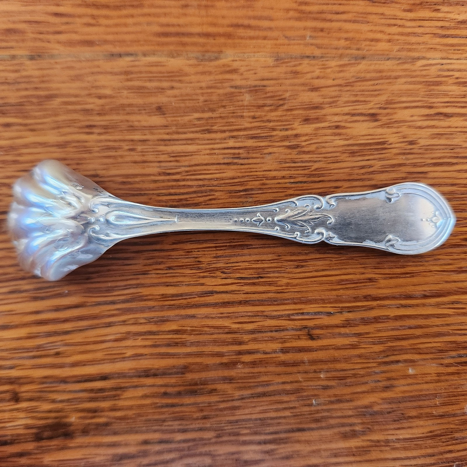 J & W Moir NY Antique Coin Silver Salt Spoon Ca 1850 – 1899 Mono TJ