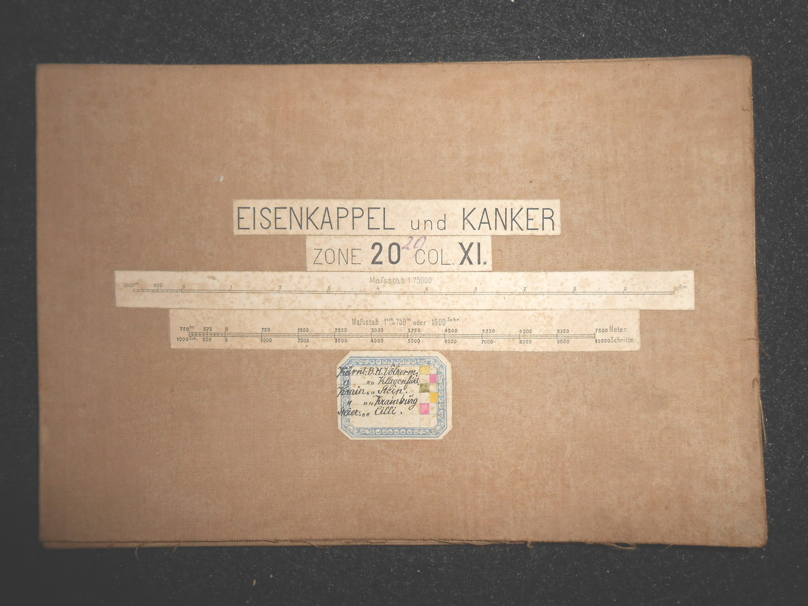 Vintage Folding Map c1880 of Eisenkappel und Kanker (Austria), Zone 20, Col XI