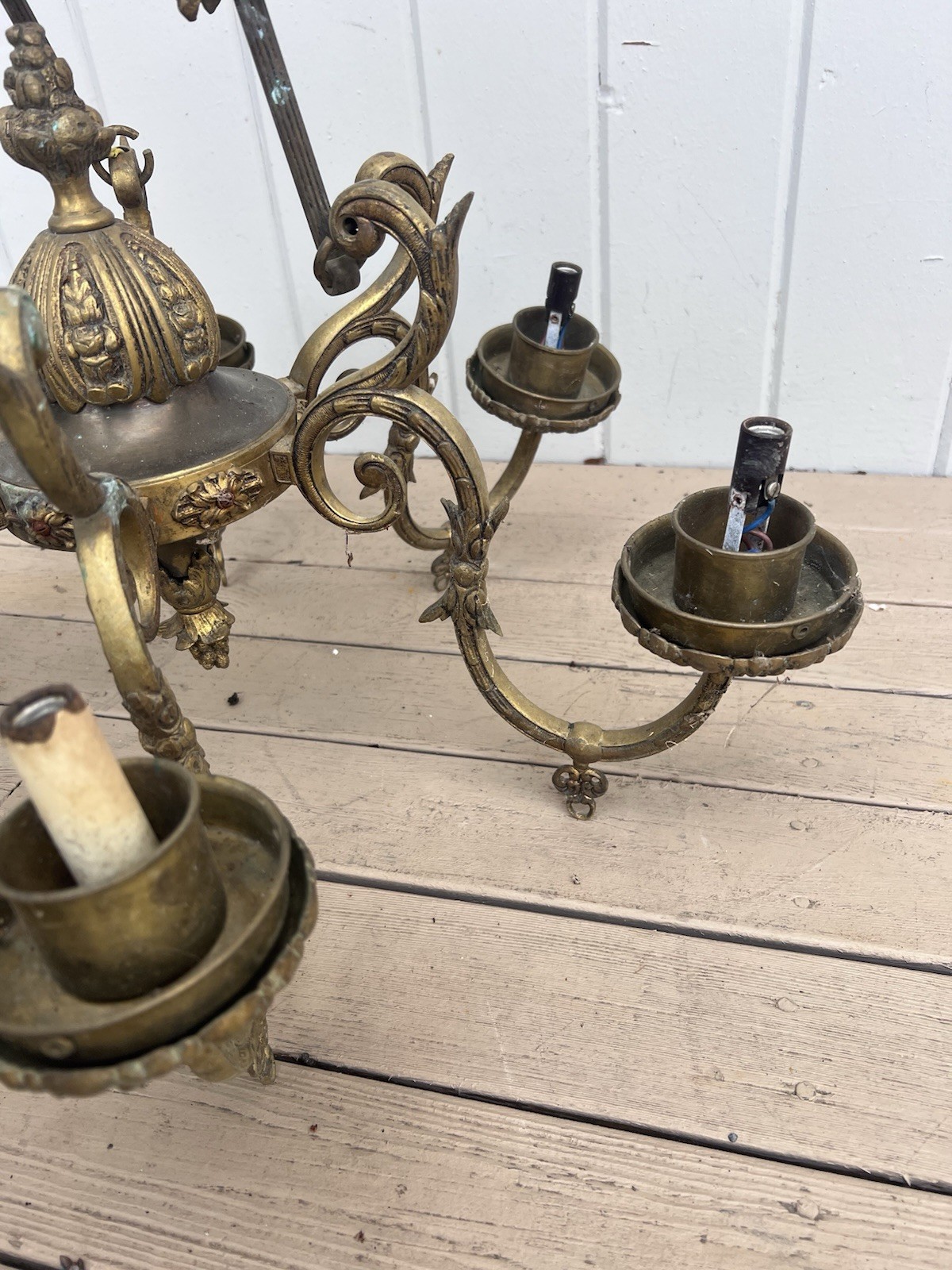 Vintage brass Large chandelier light Hollywood Regency Castle Victorian Spanish