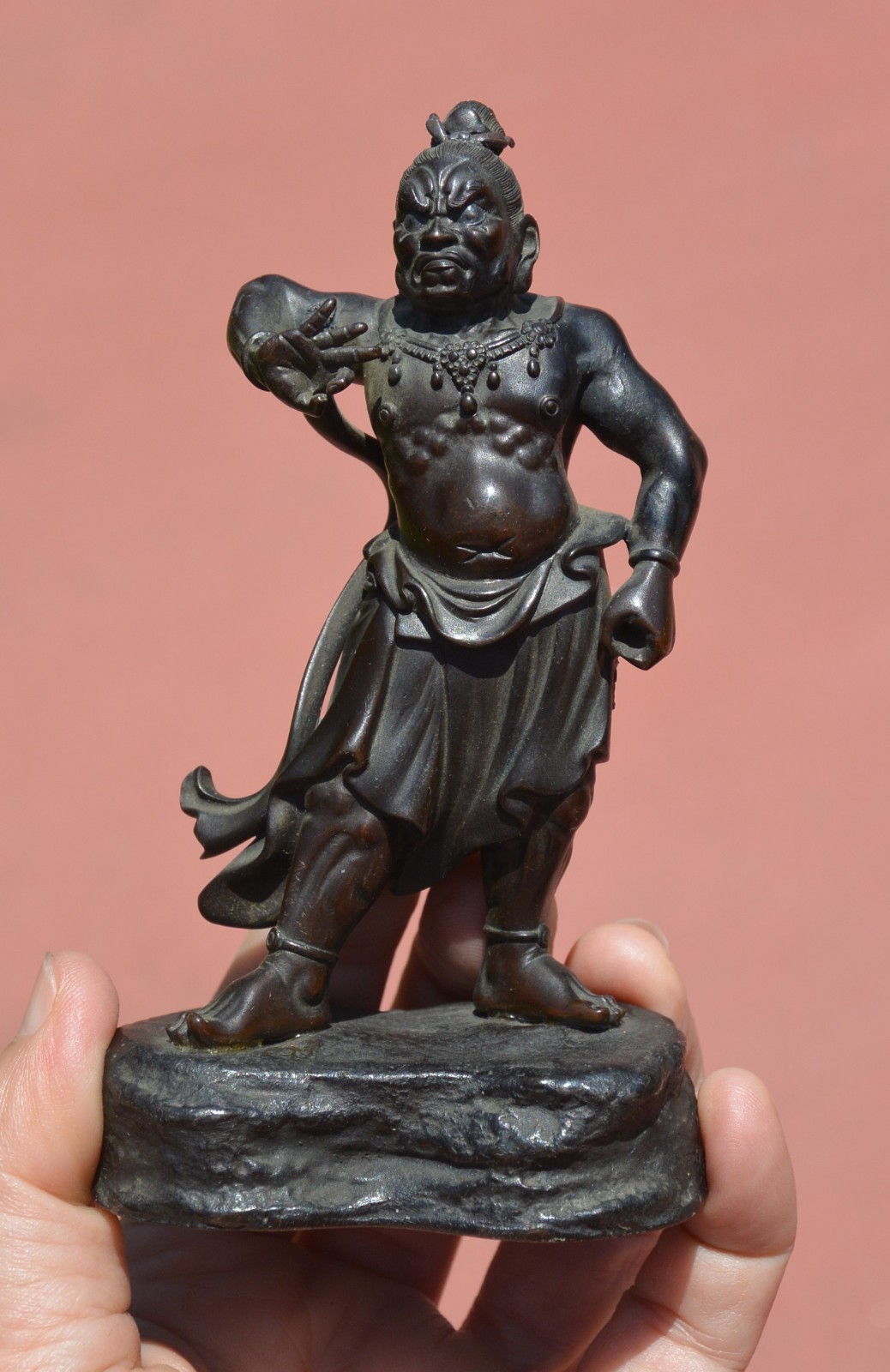 19C Japanese Bronze Buddha Temple Guardian Warrior Nio Figure Figurine Okimono