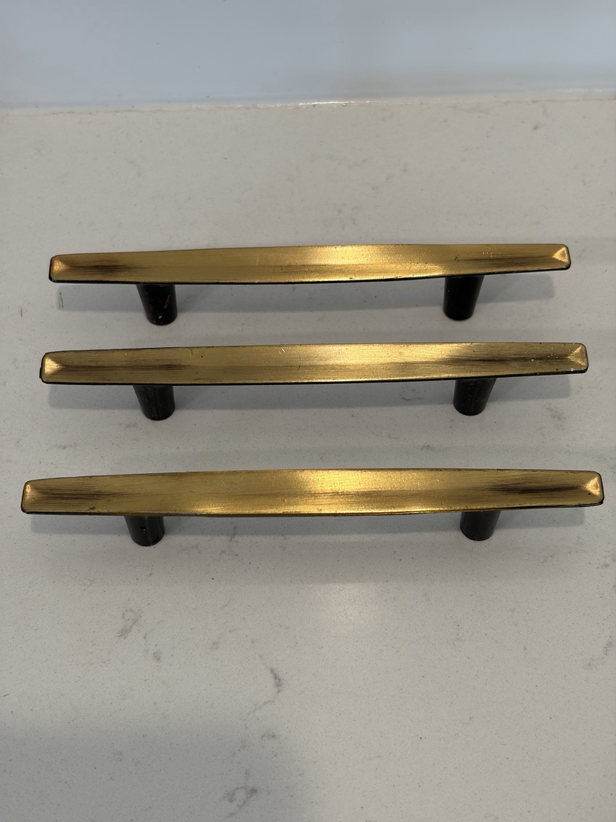 Mid-Century Style Brass/Gold Drawer Cabinet Handle Set Of Three