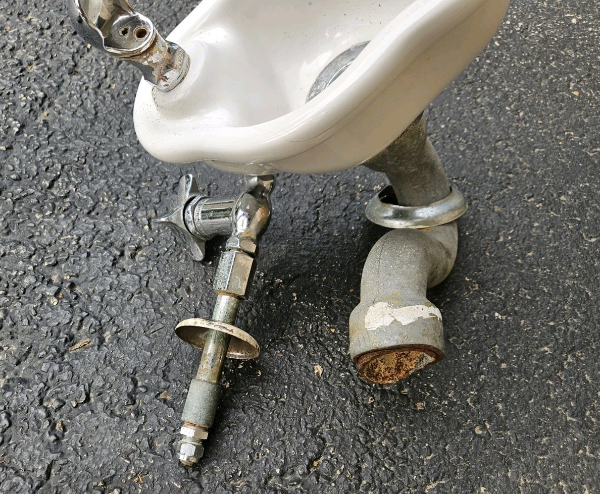 Antique Wall Mount Porcelain Drinking Fountain-HALSEY TAYLOR Spigot & Valve