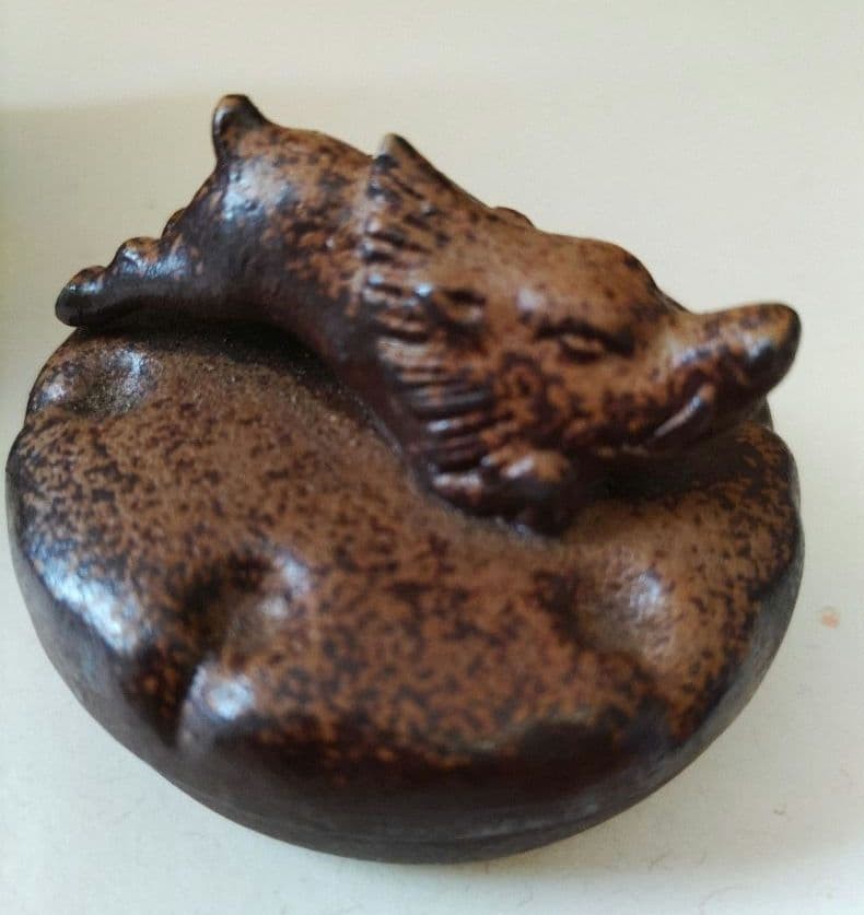 Tohozo Inko Boar Incense Container Bizen Ware Antique Vintage Tea Ceremony
