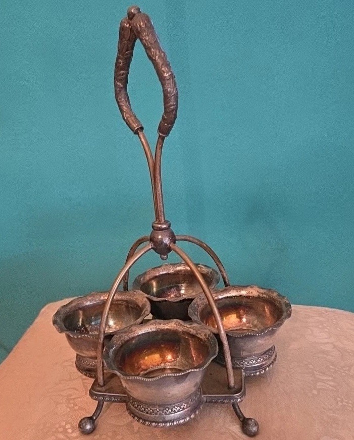 Victorian Style, Middletown Plate Co. 4 Part Condiment Server 10 1/2H , 6 5/8W