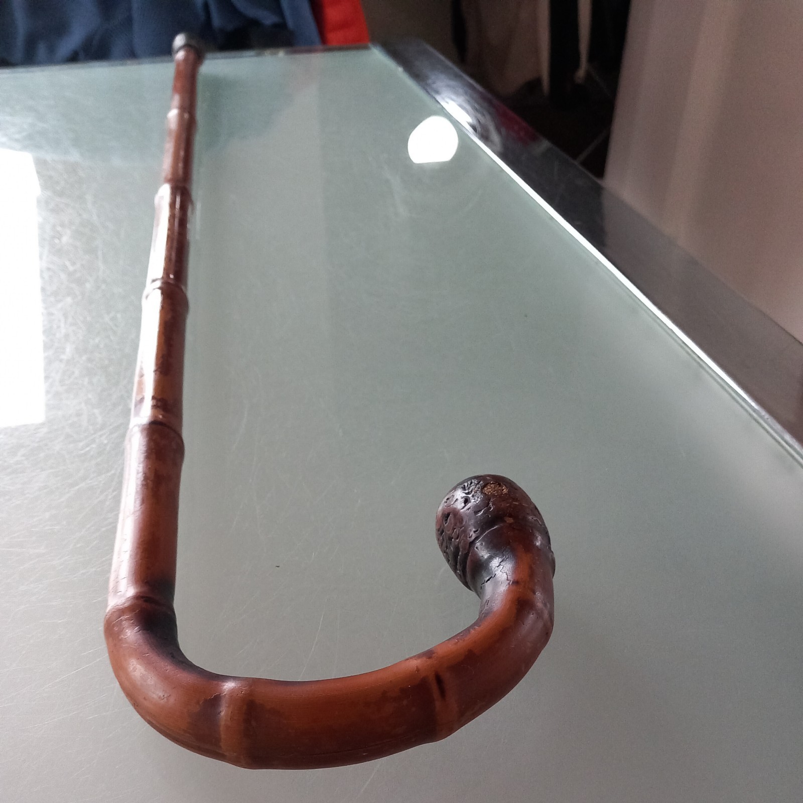 Antique bamboo ladies Walking Stick Cane Root Ball Crook