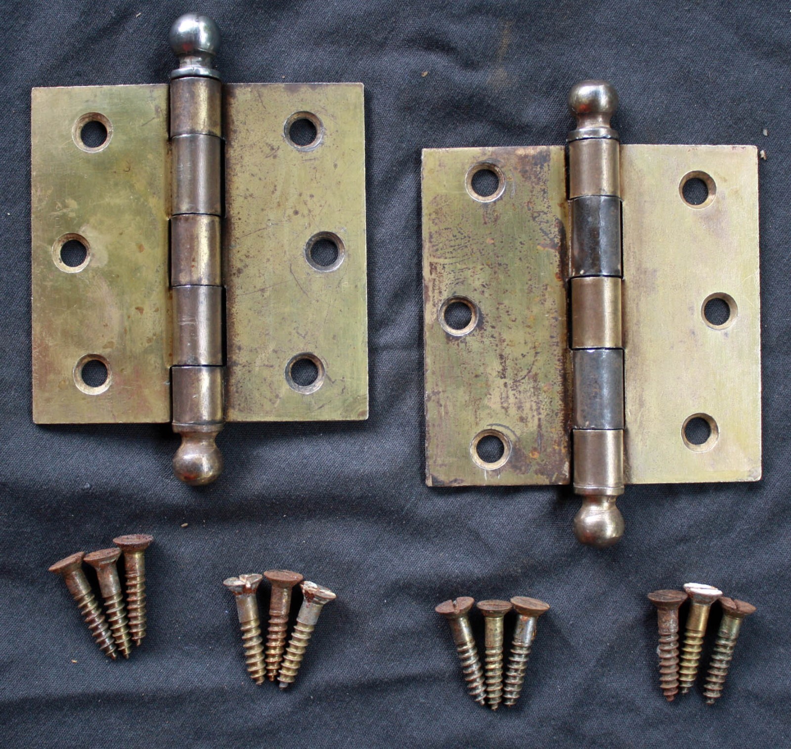 7 availble CLEAN Pair 3″x3″ Antique Vintage Old Brass Steel Interior Door Hinges
