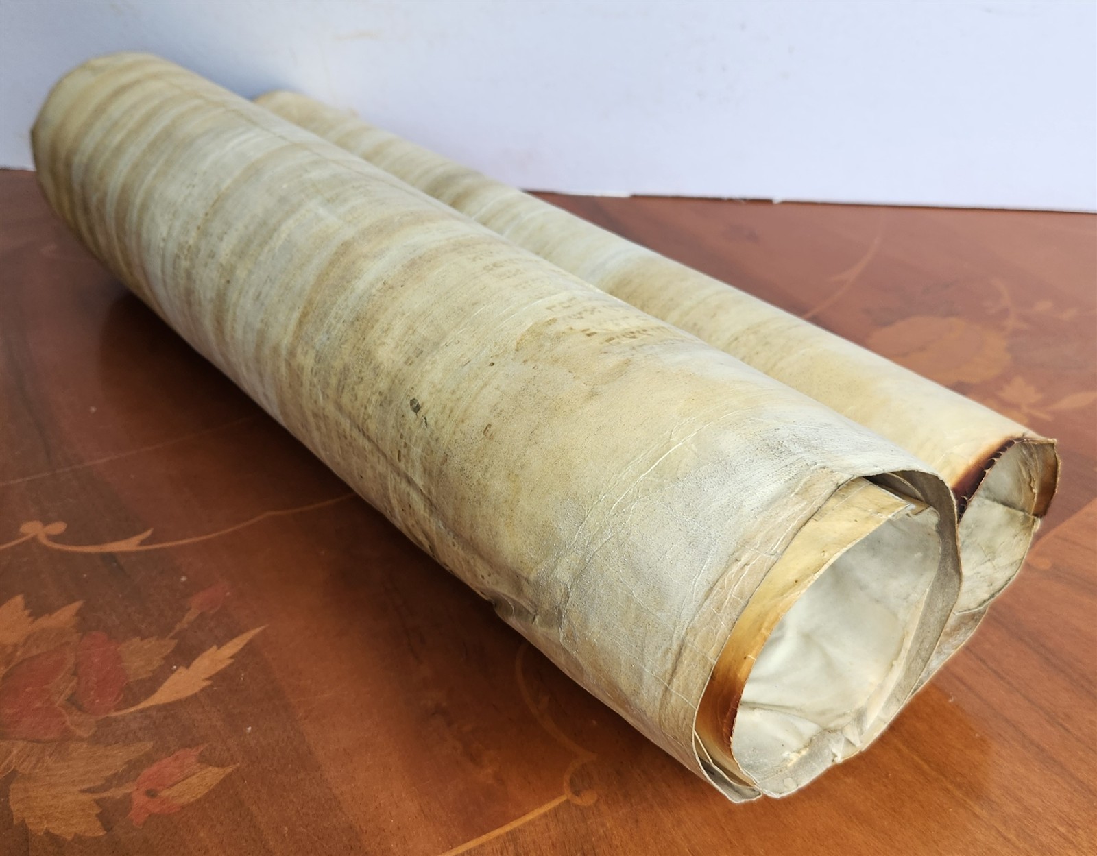 TORAH SCROLL FRAGMENT MANUSCRIPT on VELLUM 19th cent. ANTIQUE BIBLE DEUTERONOMY