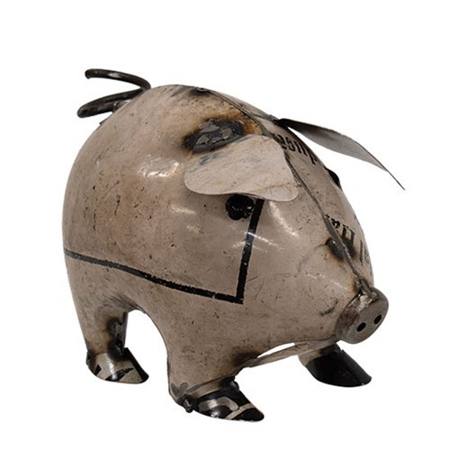 NEW PRIMITIVE PIG RECYCLED METAL 5″T x 7″W x 4″D Aged Rustic FARMHOUSE Country