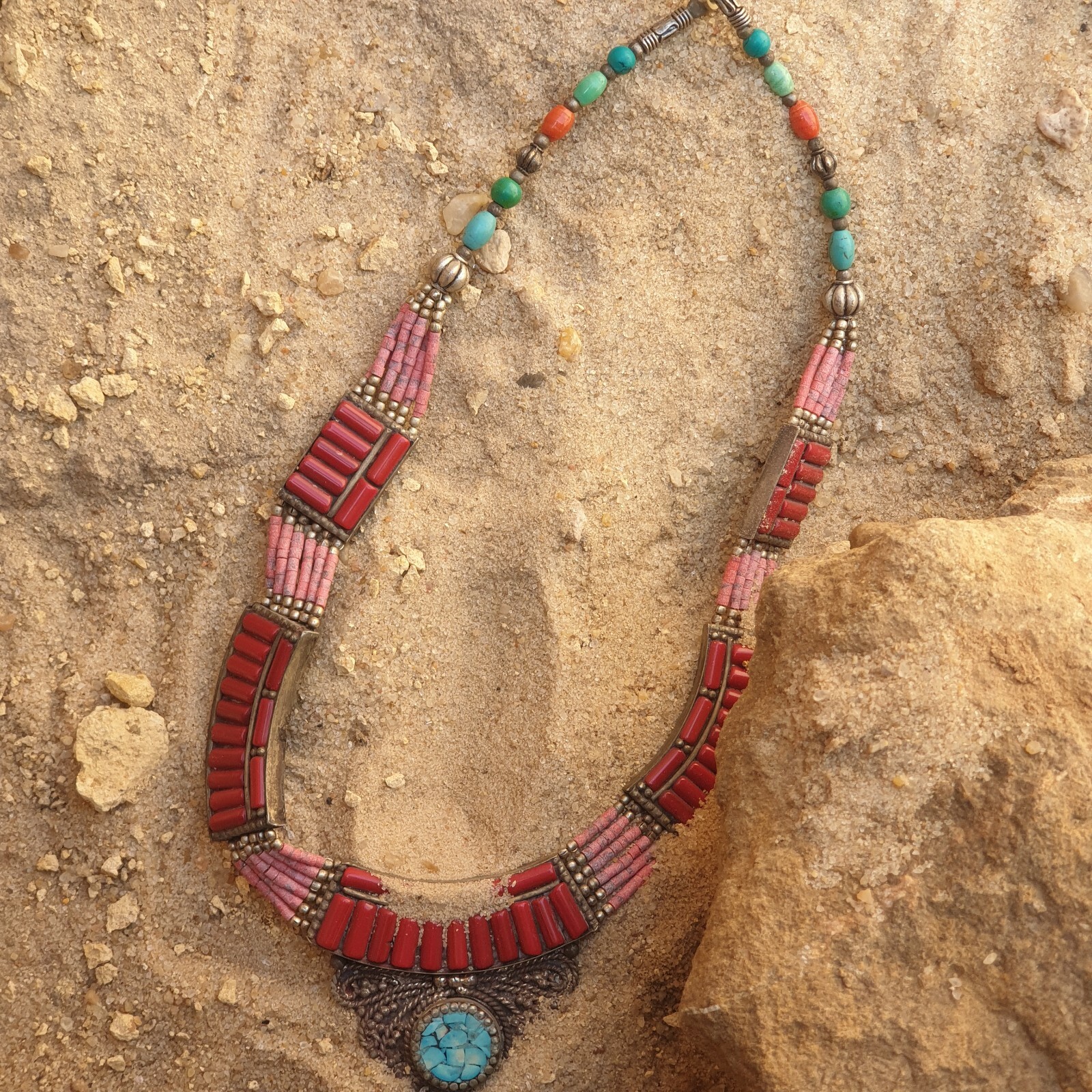 Rare Antique Ancient Egyptian Silver Necklace precious Stone Silver 2480 BC