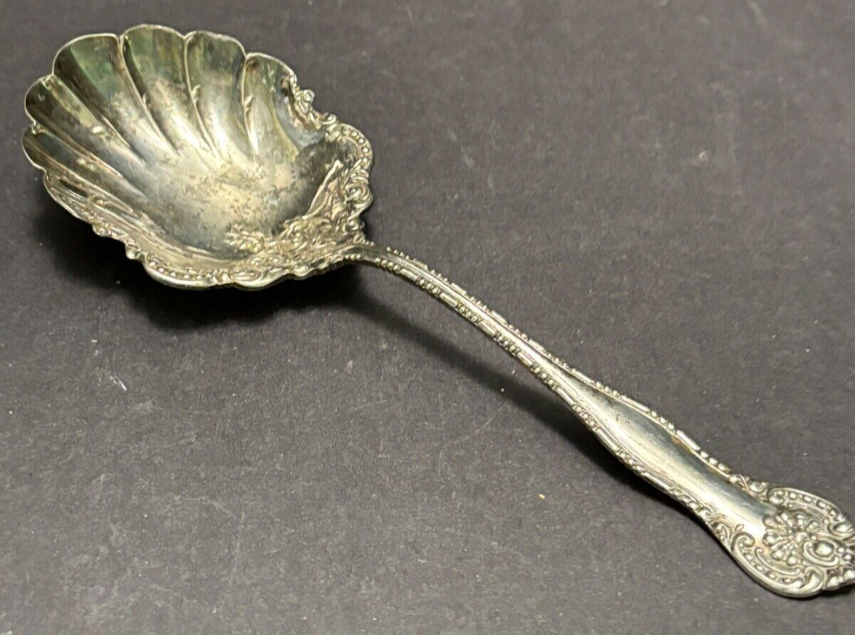 Wm Rogers YORK Silverplate 9″ Casserole Spoon International Silver Co Shell Antq