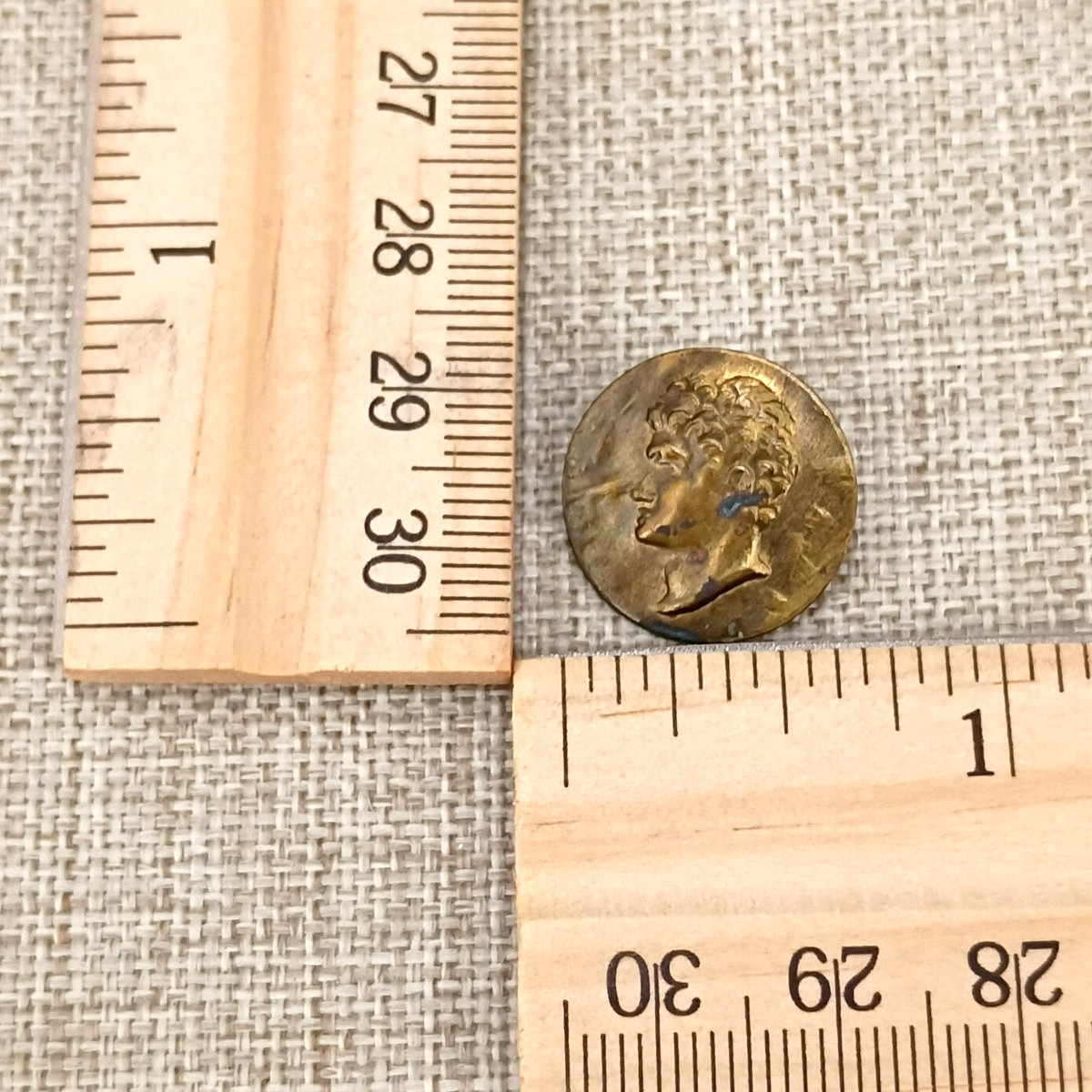 Antique Brass Mythical Figural Button Lot Griffin Roman Coin Deer Metal Shank