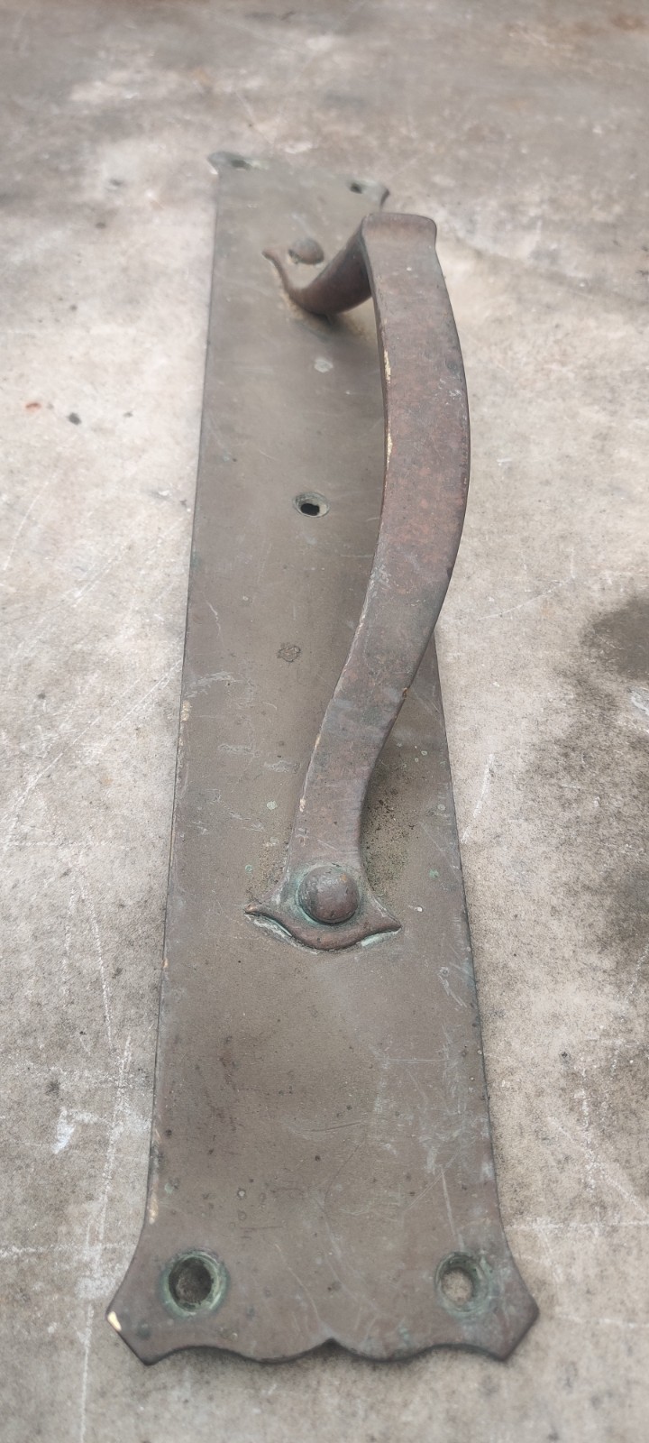 Vintage Salvage Art Nouveau Solid Brass Pull Handle 40cm x 6cm Original Patina