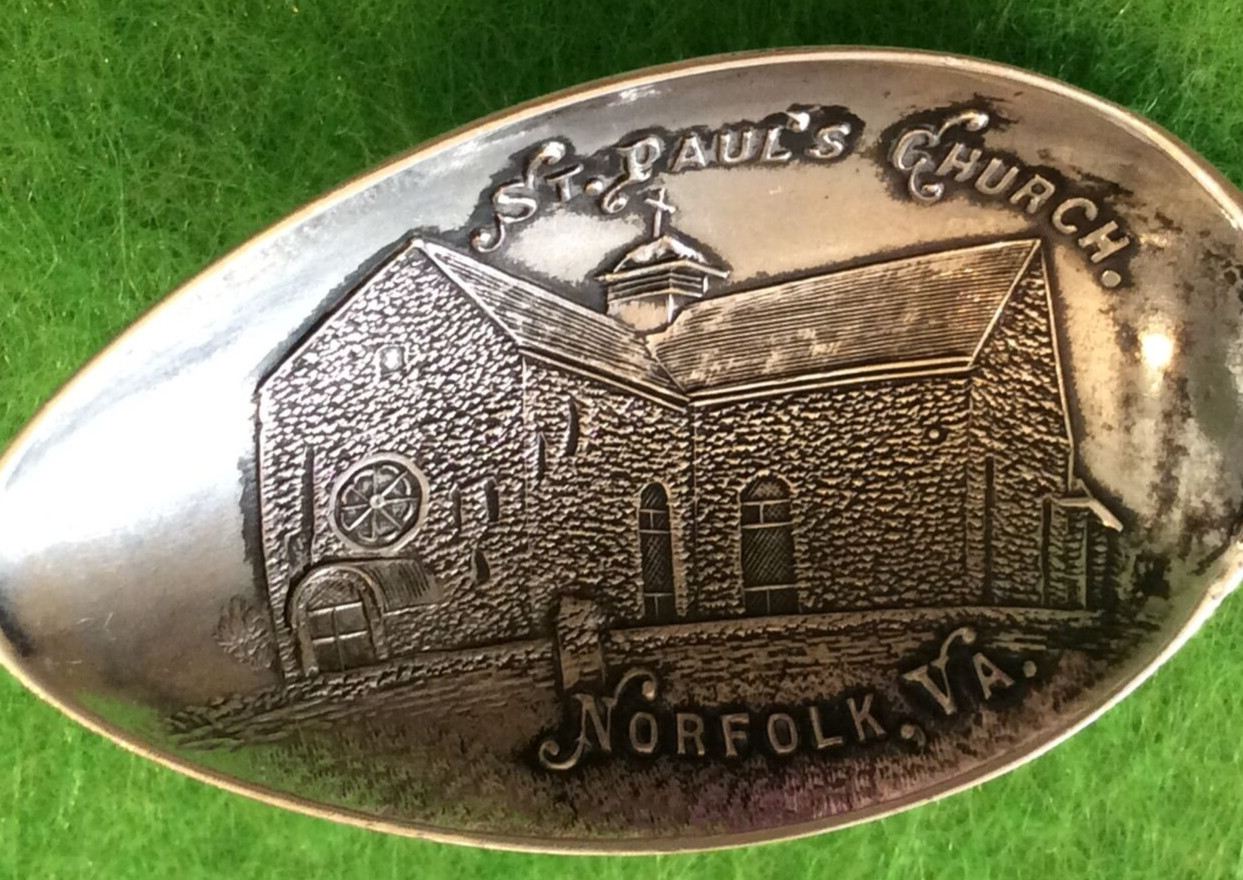 RARE! St. Church 1739 Cannonball Norfolk Virginia Sterling Souvenir Spoon 10g