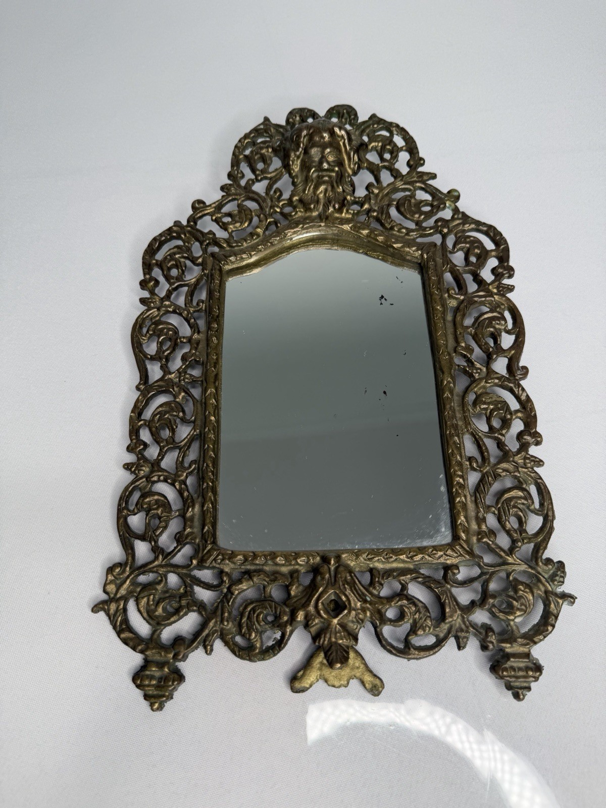 Gorgeous Antique Victorian Brass Bacchus Beveled Mirror Frame