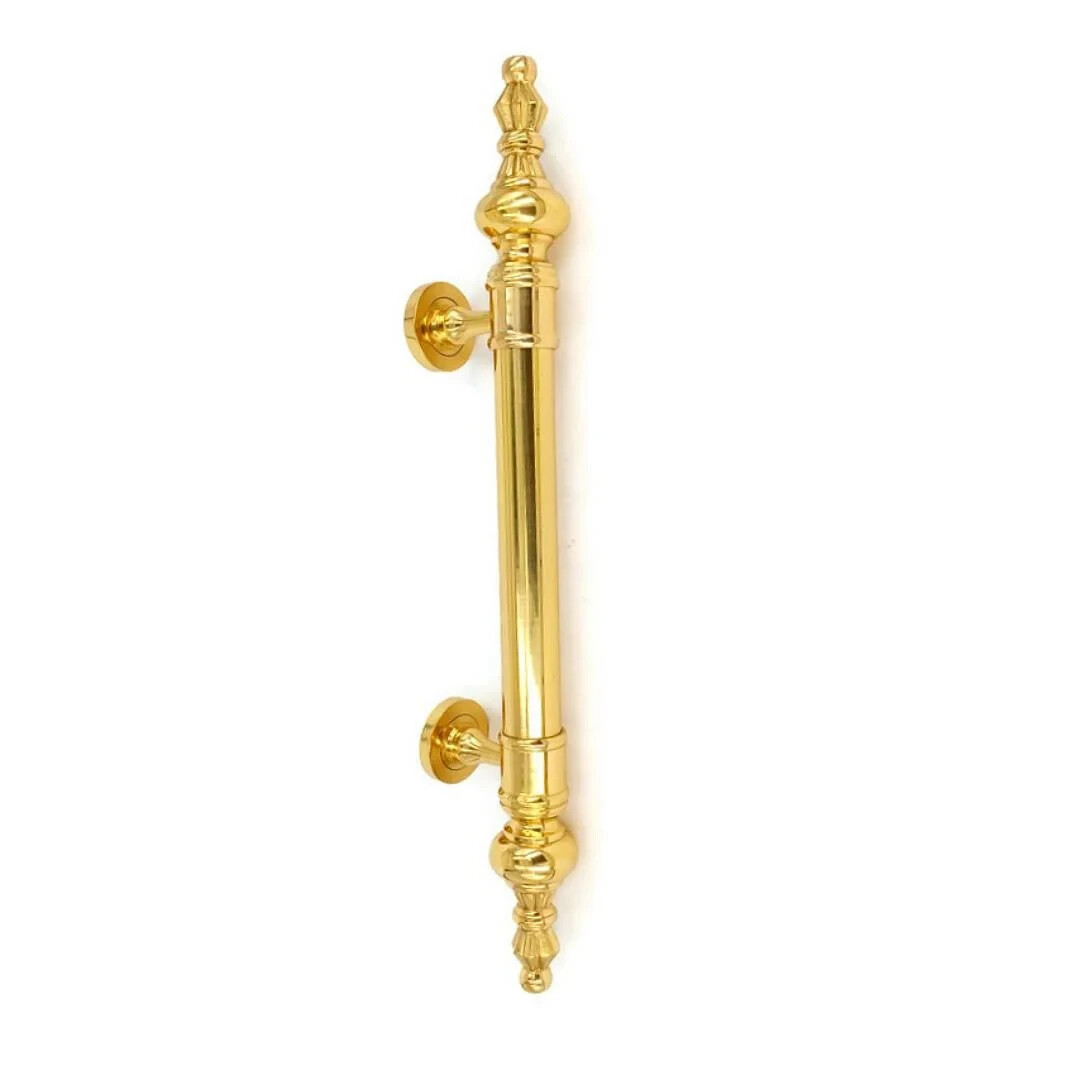 large 50cm DOOR handle pull solid SPUN POLISHED brass old style hollow 18 “