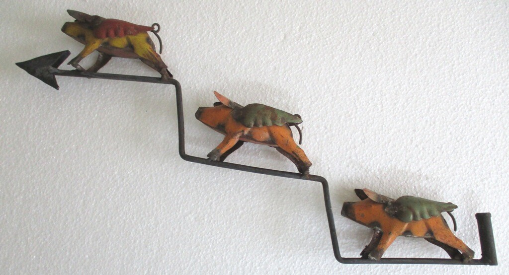 IRON THREE FLYING PIGS WEATHER VANE , WEATHERVANE