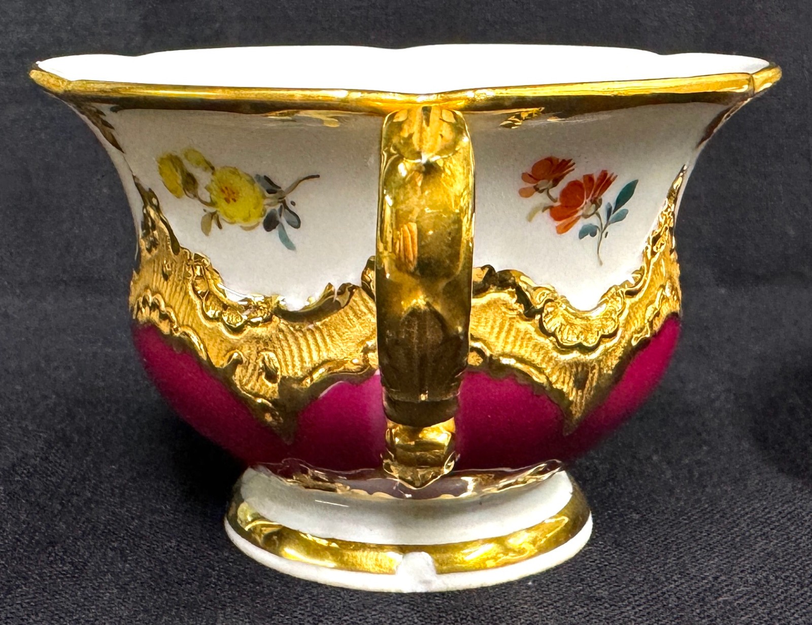 Meissen Mocha/Espresso Cup, Meissen B-Form Red & Gold by E.A. Leuteritz