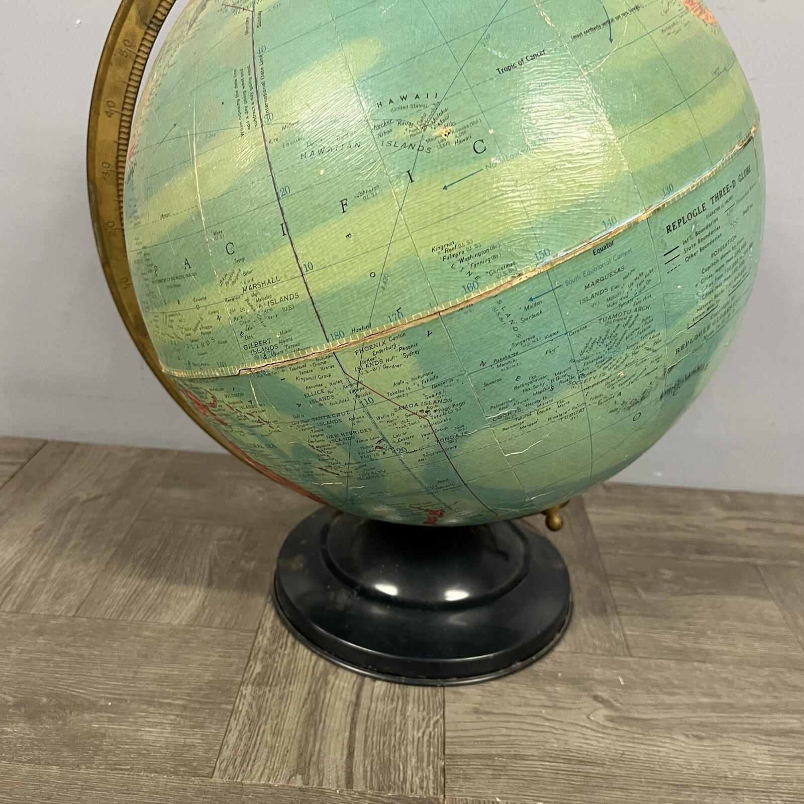 Vintage Replogle World Ocean Current Series 12″ Globe Rotating Axis Pre 1980s