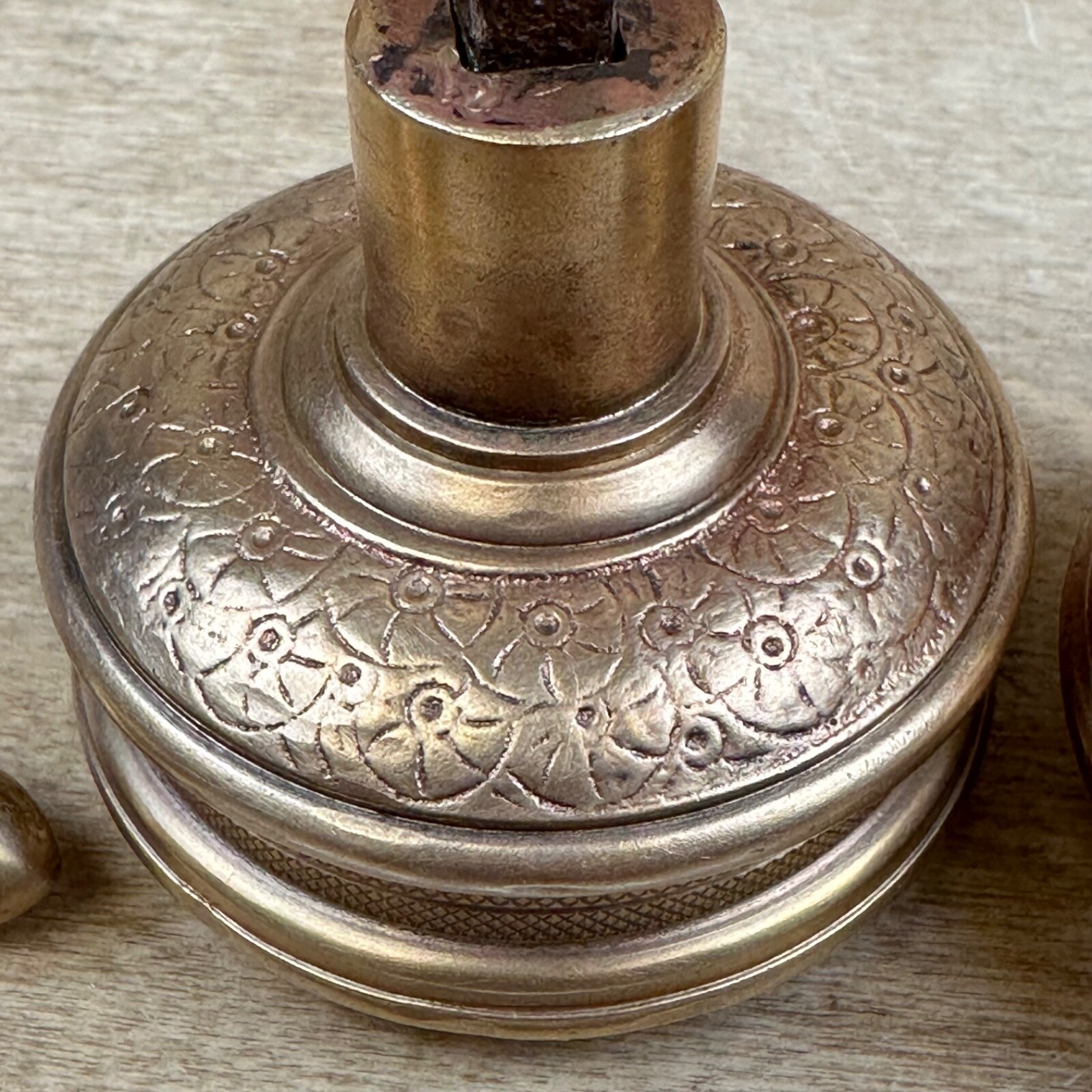 Antique Vintage Victorian Ornate Copper Door Knobs & Brass Turnkey? POLISHED